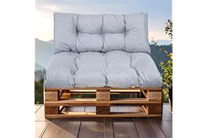 SLIPIO Fillpro+ Pallet Cushion, Cushion for Euro Pallets, Filling, Weatherproof Pallet Cushion (2-Piece Set - 1 x Back Cushion 120 x 40 cm + 1 x Seat Cushion 120 x 80 cm - Grey Waterproof)