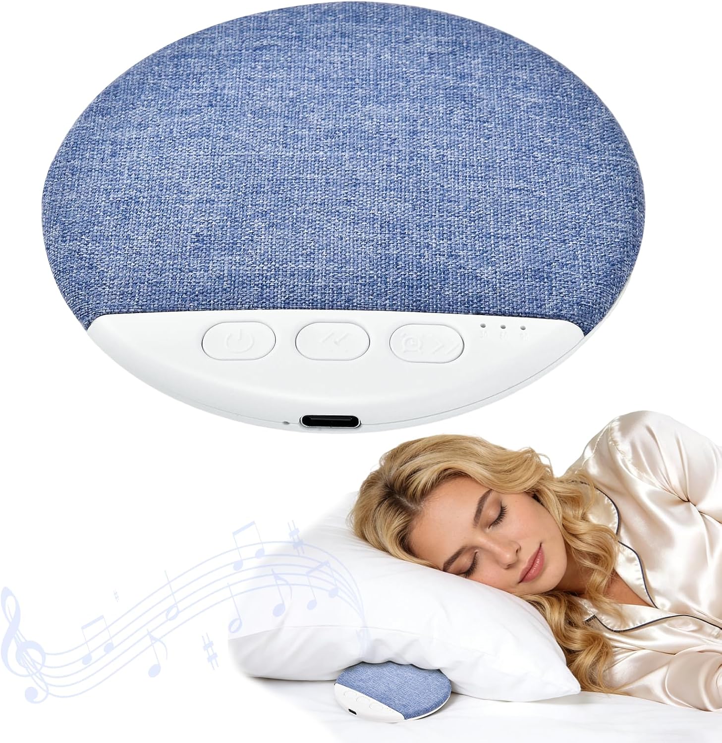 DAOUZL Altavoz de Almohada Bluetooth, Ayuda Inalámbrica para Dormir con Ruido Blanco y Temporizador, Conducciones óseas Debajo de la Almohada para Dormitorio, Hotel