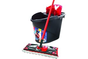 Vileda ULTRAMAX Kit complet 2 en 1 avec seau, balai plat et serpillère en microfibre