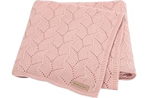 LAWKUL Cellular Blanket Baby 100% Cotton Knitted Soft Knit Crochet Blankets for Newborn Boy Girls Toddler 100x80cm Pink