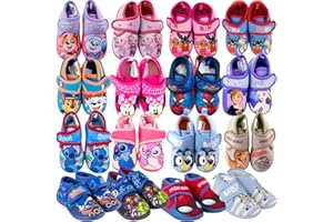 Characters Cartoons - Pantofole Collo Alto Scarpe da Casa Chiusura a Strappo - Bambina Bambino - Autunno Inverno