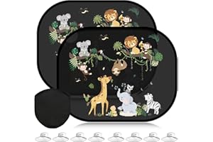 TOBRIAVOR 2 PCS Pare Soleil Voiture Bébé Enfant,Pare Brise Vitres Latérales Protection Solaire UV avec Ventouse Adhésifs Cache Soleil pour Fenêtre Voiture -17.7 * 14.3in