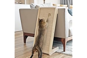 PETKARAY Cat Scratcher, 68cm High Scratching Board for Indoor Cats, Sisal Cat Scratching Post, Protecting Furniture Scratch Pad with Mouse Toy, Catnip