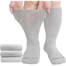 Classic Lot de 3 paires de chaussettes habillées en coton non contraignantes pour femme diabétique, Kaki, lot de 3