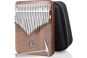LAQULA Kalimba 21 Klawiszowe Pianino Kciukowe Przenośne Pianino z Litego Drewna Kalimba Walnut Profesjonalny Instrument Muzyczny Marimbas z Futerałem Prezent dla Początkujących Dzieci i Dorosłych