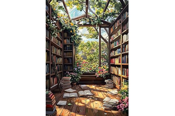 DAERLE Peinture Diamant Adulte, Librairie enchanteresse et chaleureuse, 5D Diamond Painting Kit Complet Paysage, Diamant Strass Point de Croix Cristal Painting pour Décoration Murale 30x40 cm