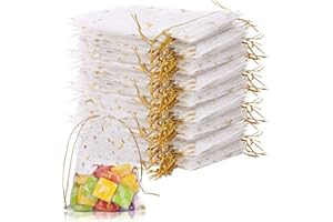 Chostky Organza Bags, 9x12cm Jewelry & Candy Bags with Drawstring Stars and Moons (White)