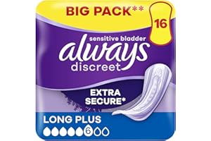 Always Discreet Incontinence Pads Women Long Plus 16 Count, Incontinence Products