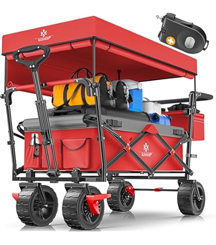 IMLEX Bollerwagen Mit Dach & Federung - Klappbarer Handwagen Für 2 Kinder