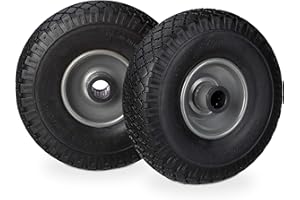 Relaxdays, schwarz-grau Sackkarrenrad Set, pannensicher,10026071_957, 3.00-4 Vollgummireifen, Stahlfelge, 25mm Achse, 100kg, 260x85mm,Schwarz/Grau