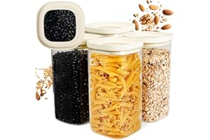 Dalena Home ® Set de 4 Tarros de Cristal con Tapa de Vidrio Borosilicato resistente + Etiquetas (4x 1500ml) - Botes Herméticos y Apilables - Botes Cocina Almacenaje, Frasco Cuadrado