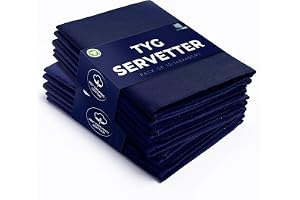 LivinEase 100 % organisk bomull tygservetter, 12-pack, stor, marinblå, 45 x