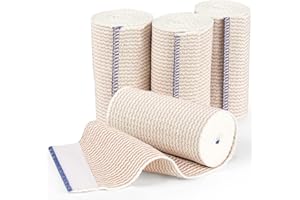 TAIYYI Lot de 4 rouleaux de bandage élastique de qualité supérieure - Bandage cohésif de compression - Bandage de sport - Bandage de gaze pour soutien de la cheville, blessures au bras, aux jambes ou à la