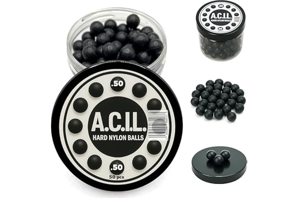 50 x Hard Nylon Balls Cal 50 – Precision Training Ammo for Paintball, RAM & Self Defense Pistols – Durable Reusable Projectiles