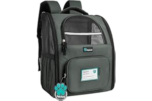 PetAmi Deluxe Pet Carrier Backpack for Small Cats and Dogs, Puppies | Ventilated Design, Two-Sided Entry, Safety Features and Cushion Back Support | for Travel, Hiking, Outdoor Use (Dark Gray)