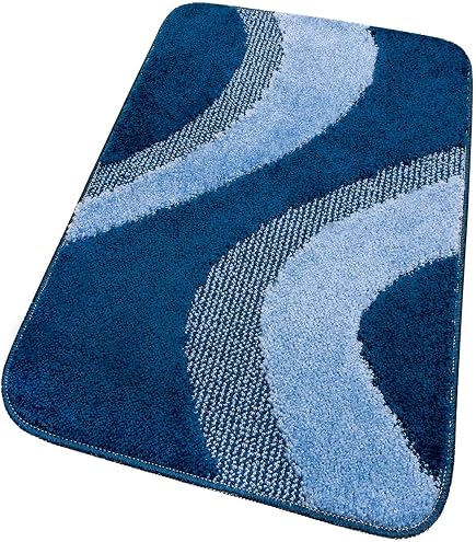 Tappeto Bagno Morbido TREND – Spugna Con Cuori ACA – 50x110 Cm – Blu – Made In Italy