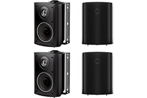 Herdio 4 Zoll Bluetooth Outdoor-Lautsprecher 400 Watt Wasserdicht Außenlautsprecher für Garten, Terrasse, Restaurant (2 Paar/Schwarz)