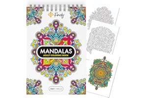 Finoly Libro Mandalas Adultos | Mandalas Colorear Adultos con 30 Ilustraciones Originales | Libros de Colorear en Tamaño A4 | Papel Premium | Encuadernación Espiral | Volumen 2 (Día)