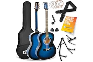 3rd Avenue Full Size 4/4 Acoustic Guitar Pack for Beginners - 6 Months FREE Lessons, Gig Bag, Picks, Spare Strings, Stand, Strap, Capo - Blue
