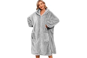 Nadeer Bardzo duża bluza z kapturem, damska i męska, z zamkiem błyskawicznym, przytulny sweter z długim rękawem, oversize, z kieszeniami, super miękka, przytulna, ciepła bluza z kapturem