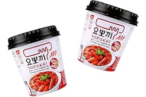 Yopokki Confezione doppia torta di riso piccante in tazza – Spicy Rice Cake Cup – 2 x 140 g – Torta di riso coreana piccante – OG ASIA
