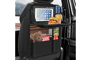 Oneyus Car Organizer, Car Seat Organizer Large Back Support Protector Car Kids Multifunctional Waterproof Back Seat Storage with Folding Table, Tablet Bag and Many Pockets