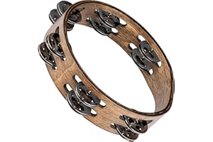 Meinl Percussion Compact Wood Tamborine - 2-rzędowy tamburyn - średnica 20 cm - dąb Siam/stal, orzech brązowy/naturalny (CTA2WB)