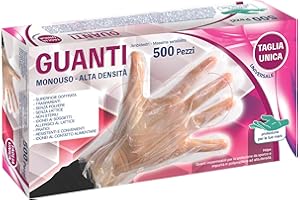 Bottari Einweghandschuhe aus puderfreiem HDPE, 500 Stück, strapazierfähig für Reinigung, Lebensmittel, Gartenarbeit, Basteln und Zuhause