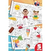 SinaTicaret Yaz Aktiviteleri Dev Boyama Kağıdı Rulosu, 5 Metre x 45 cm, &Ccedil;ocuklar İ&ccedil;in Eğitici ve Eğlenceli Yaz Temalı Boyama 