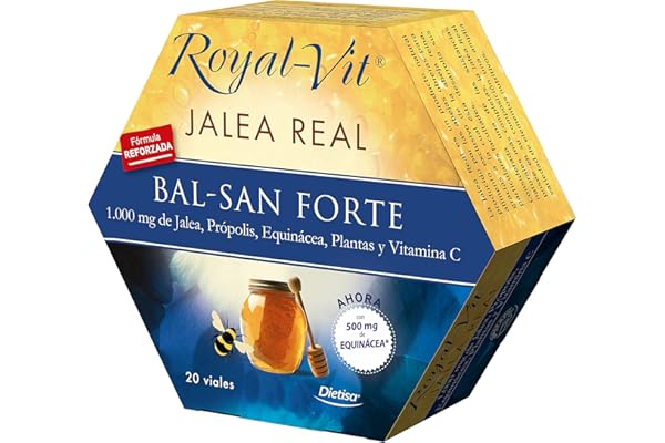 Dielisa ROYAL-VIT JALEA REAL BAL-SAN FORTE - ADULTOS - Defensas para Cada Día, Cuidado de las Funciones del Sistema Inmunitario - 1.000 mg de Jalea, Própolis, Plantas y Vitamina C - 20 Viales