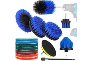 Wothfav Taladro Cepillo Eléctrico, 16 Piezas Cepillo de Taladro, Cepillo Taladro Limpieza (2" / 3,5'' / 4'' / 5''), Cepillo de Limpieza para Llantas de Coche, Bañera, Cocina, Esquinas y Parrilla