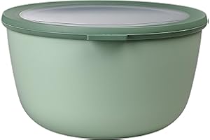 Mepal - Multi Bowl Cirqula Round - Contenitori Plastica con Coperchio - Adatto come contenitore ermetico per Frigo, microonde, Congelatore e piatti da portata - Ciotole Cucina - 3000 ml - Nordic sage