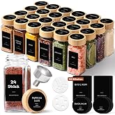 ComSaf Carrinhos para especiarias de vidro de 120 ml, embalagem de 24 com | Especiarias para cozinha, organizador de especiar