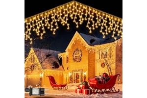 POIFL 10M Cortina Luces Navidad Exterior, 400LED Luces Navidads de Carámbanos con 8 Modos, Función de Memori,IP65 Impermeable Decoracion Navidads Exterior para Navida,Techos,Balcones,Paredes,Ventanas