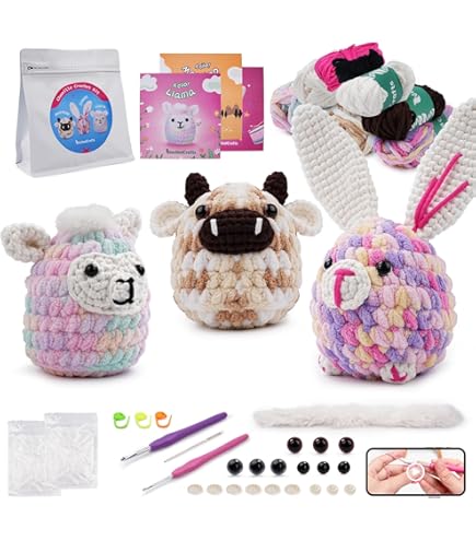 LetCart FoxyCoon Haakset Voor Beginners - Complete Set Met 4 Acrylgaren, Videohandleiding & Accessoires Voor Vos/Wasbeer Knuffels (20 Cm)