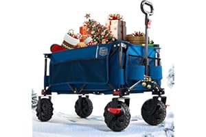 TIMBER RIDGE Carrello Spiaggia Ruote Grandi con Freno Carrello Pieghevole Trasporto Braccioli Regolabili e Tasche Laterali per Rimorchio Giardino Campeggio all'aperto Ogni Tipo di Terreno