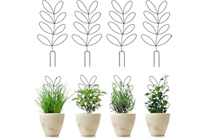 SUNFRY 4 Stück Rankhilfe Zimmerpflanzen, Kleine Rankhilfe für Zimmerpflanzen 32cm x 15 cm, Rankgitter Metall Garten Pflanzenstab, Blattform Pflanzenstütze Rankgitter für Monstera Efeu Geldpflanzen Pothos