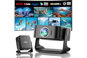 WOWLINK [Smart TV OS & HDR10+ & 3D Suono] Proiettore 4K con WiFi 6 e Bluetooth 5.4, Built-in Smart OS & Apps & Altoparlanti Doppi, 1080P Native Auto Focus & Keystone, Proiettore Home Movie - Nero