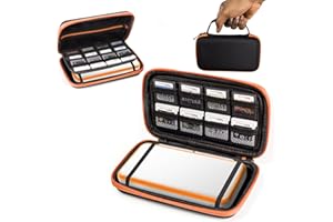 Orzly 2DS XL Case, torba na nowy Nintendo 2DS XL - torba do przechowywania / - twarda obudowa Case/Cover/pokrowiec/pokrowiec ochronny do konsoli New Nintendo 2DS XL i akcesoriów - pomarańczowy na czarnym