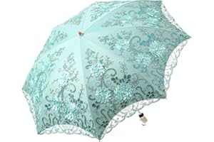 LCY Sonnenschirm für Damen, bestickt, Spitze, doppelstöckig, UV-Schutz, Sonnenschirm, Regen-/Schneeschirm, zusammenklappbar