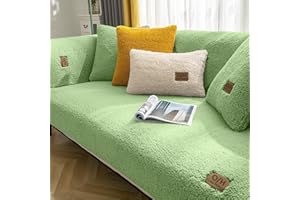 LINGKY Housse de Canapé d’Angle 4/3/2/1 Places Protege Canape avec Accoudoirs Matelassée avec Méridien Gauche/Droite - Protection Canapé Anti-Taches en Forme de L (Vert Herbe,90x70cm/Carré)