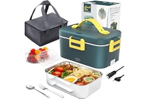 Nifogo 75W Fiambrera Electrica Comida Trabajo 220V+12V+24V, 3 en 1 Calentador de Comida Electrico Acero 1,8L con Bolsa y Cubi