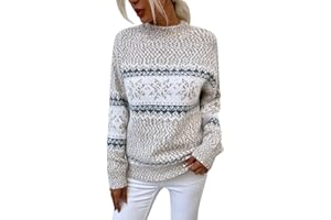 pxjsdwe Weihnachtspullover Damen Winter Warm Christmas Sweater mit Rentier Muster Lustig Weihnachten Strickpullover Rundhals Langarm Pullover Ugly Casual Weihnachtspulli