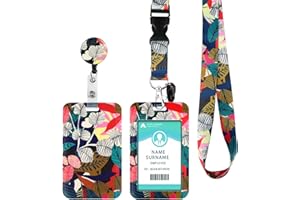 COCHIE Porta Tarjetas Identificativas, Lanyard con Tarjetero, ID Card Badges Holder Extensible con Cordón para el Cuello de la escuela, oficinas