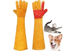 Graxury 60 cm Bissfeste Handschuhe für den Umgang mit Tieren - Anti-Biss Arbeitshandschuhe zum Pflegen, Schweißen, Umgang mit Hund/Eidechse/Katze/Vogel/Schlange/Schildkröten (Gelb)