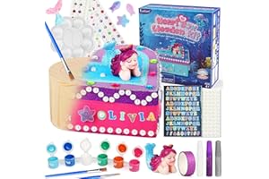 Loiion Zestaw do majsterkowania dla dzieci, pomaluj własne drewniane pudełko w kształcie serca, DIY syrenka, kreatywny prezent dla dziewcząt, 6, 7, 8, 9, 10, Boże Narodzenie, Dzień Dziecka, prezent