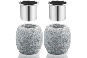 KAXTDE 2 Pcs Sauna Stone Cups Bulk, Aromatherapy Stone Accessories with Stainless Steel Aroma Bowl, Soapstone Essential Oil Holde for Home Hotel Spa