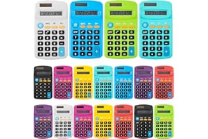 LYCN 18Pcs Small Calculator Bulk, Pocket 4 Basic Function Calculator Solar & Battery Operated, Student Handheld Mini Colorful Calculators for School Home Office Supplies (9 Colors)