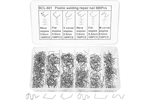 QJKEJI Lot de 600 agrafes à chaud pour soudure en plastique, pour réparation de pare-chocs de voiture, agrafeuse à chaud en plastique 0,8 mm 0,6 mm