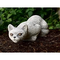 Figurine Chat Couché Déco - Polyrésine - 15,5x10x8 Cm - Beige/Marron - Intérieur/Extérieur